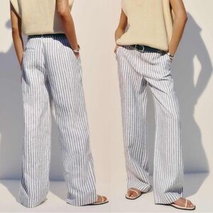 Reformation Carter Linen Wide Leg Mid Rise Pant Size 8